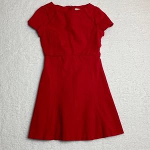 J.Crew SHORT-SLEEVE FLOUNCE PONTE DRESS RED Women’s 6